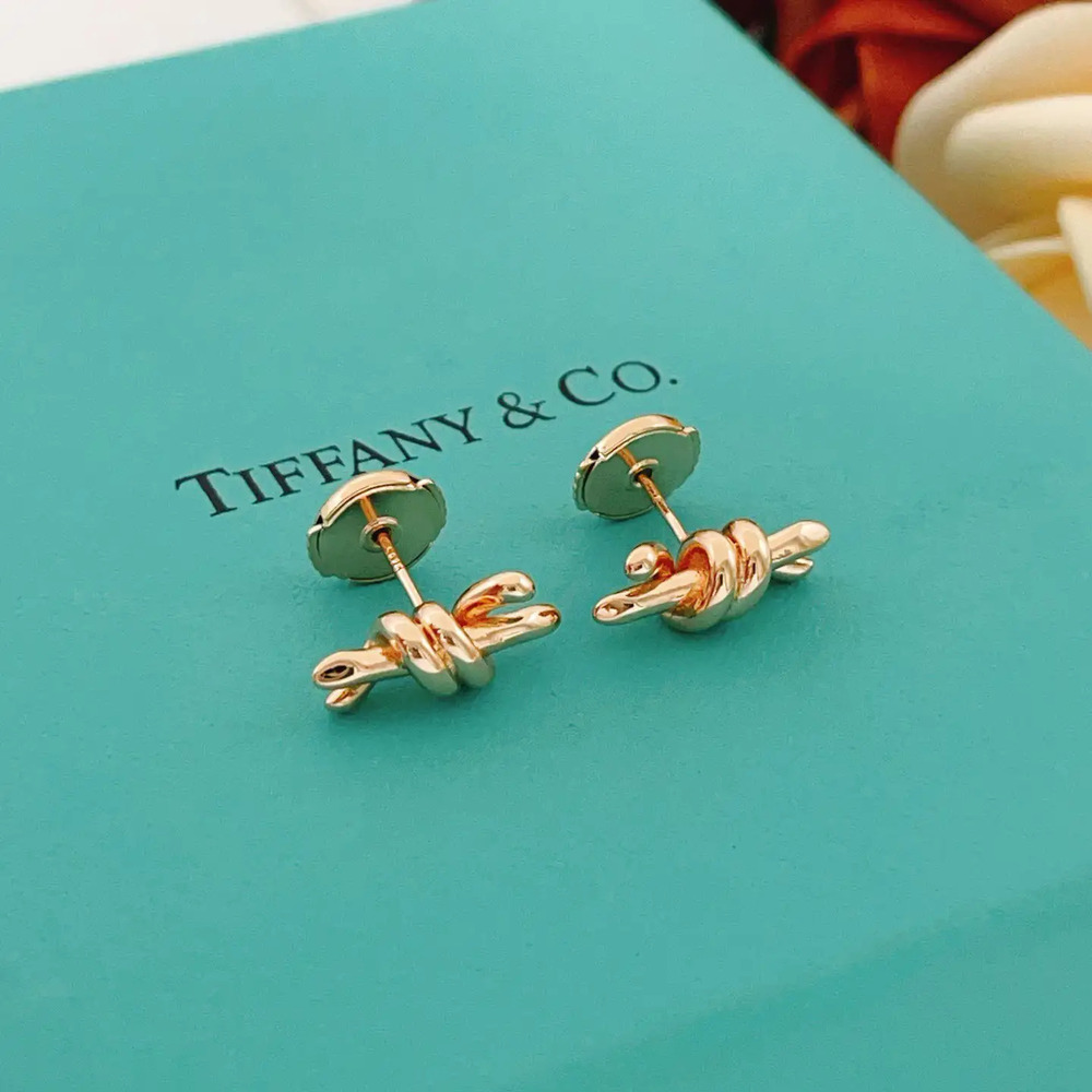 Tiffany & Co. Rose Gold Smooth Knot Earrings